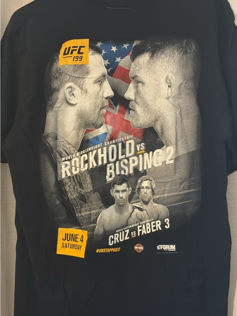 UFC 199 Rockhold vs Bisping II Black Graphic T‑Shirt